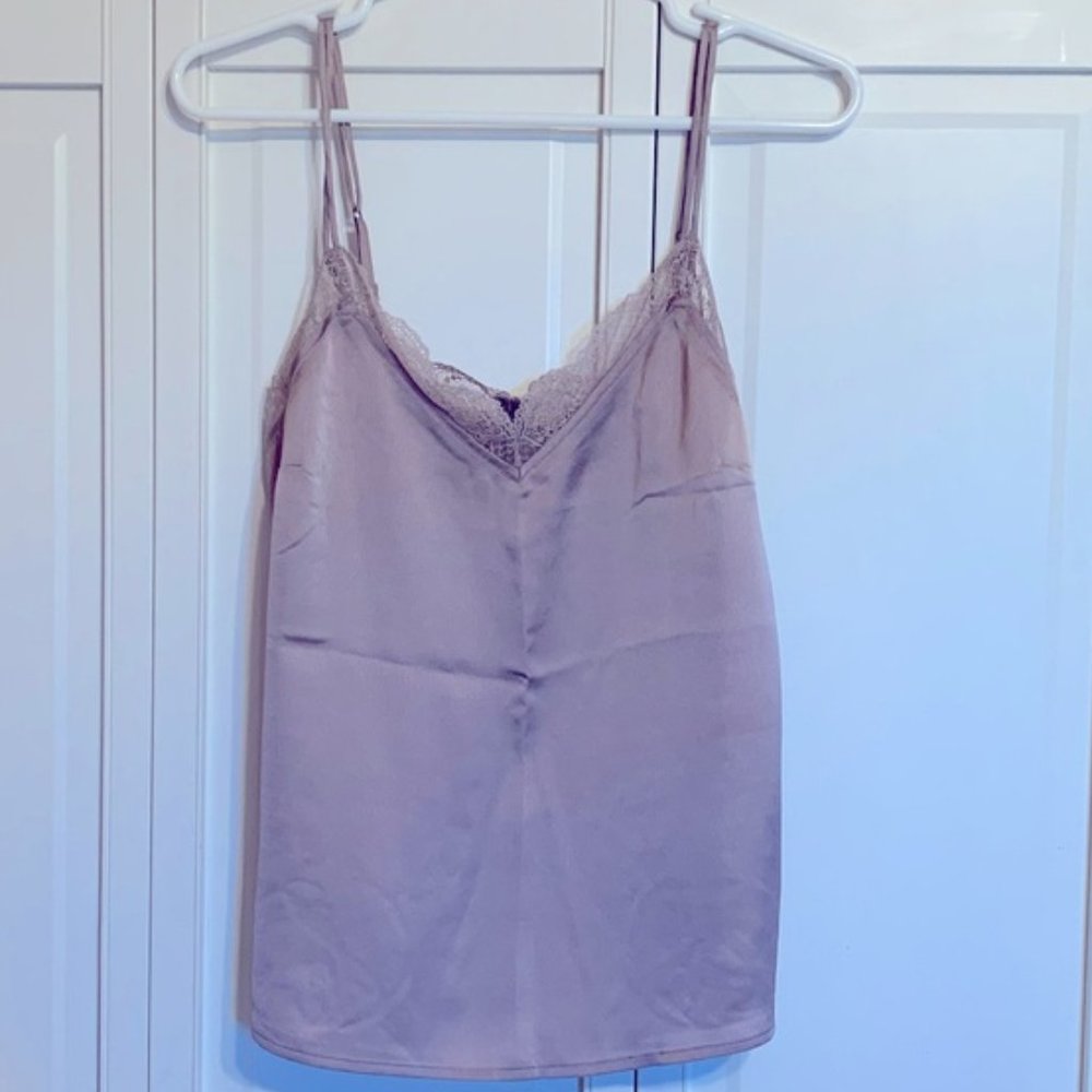 Abercrombie & Fitch satin lace trim cami tank top. Button detail. NWT.